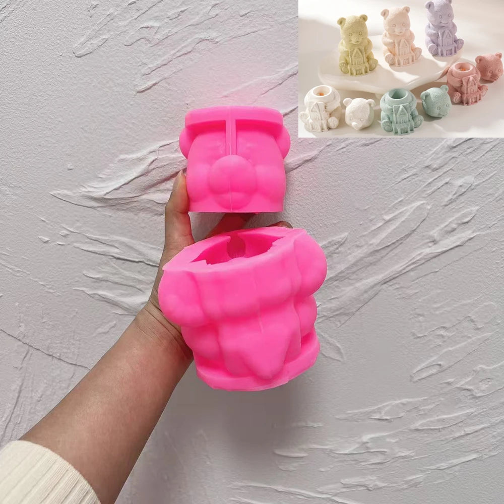 Bunny & Bear House Candle Jar Mold – Cute Silicone Mould