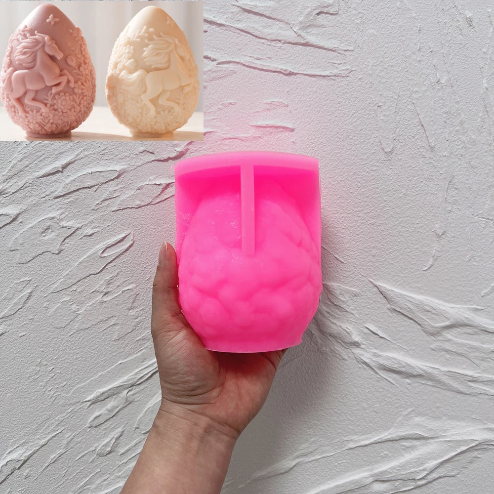 Horse Egg Candle Silicone Mold for Easter Decor