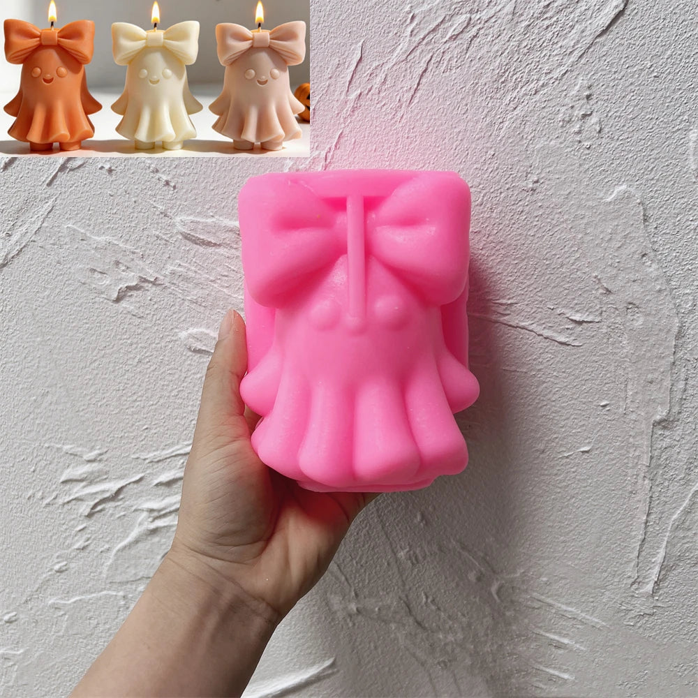 Bowknot Ghost Silicone Candle Mold for Halloween