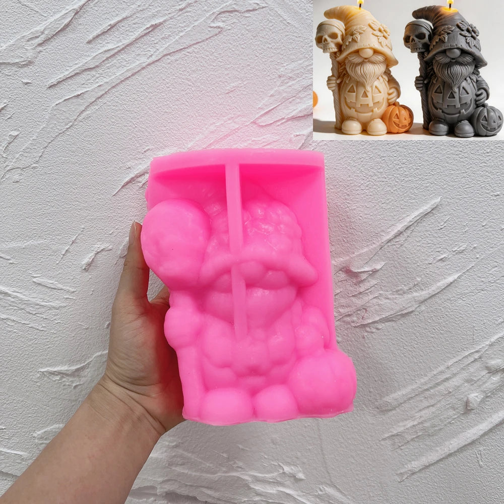 Halloween Pumpkin Gnome Silicone Candle Mold