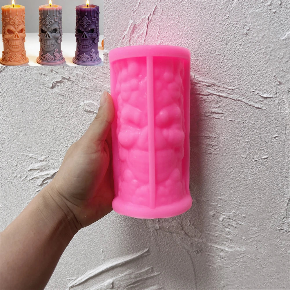 Skull Pillar Silicone Candle Mold for Halloween