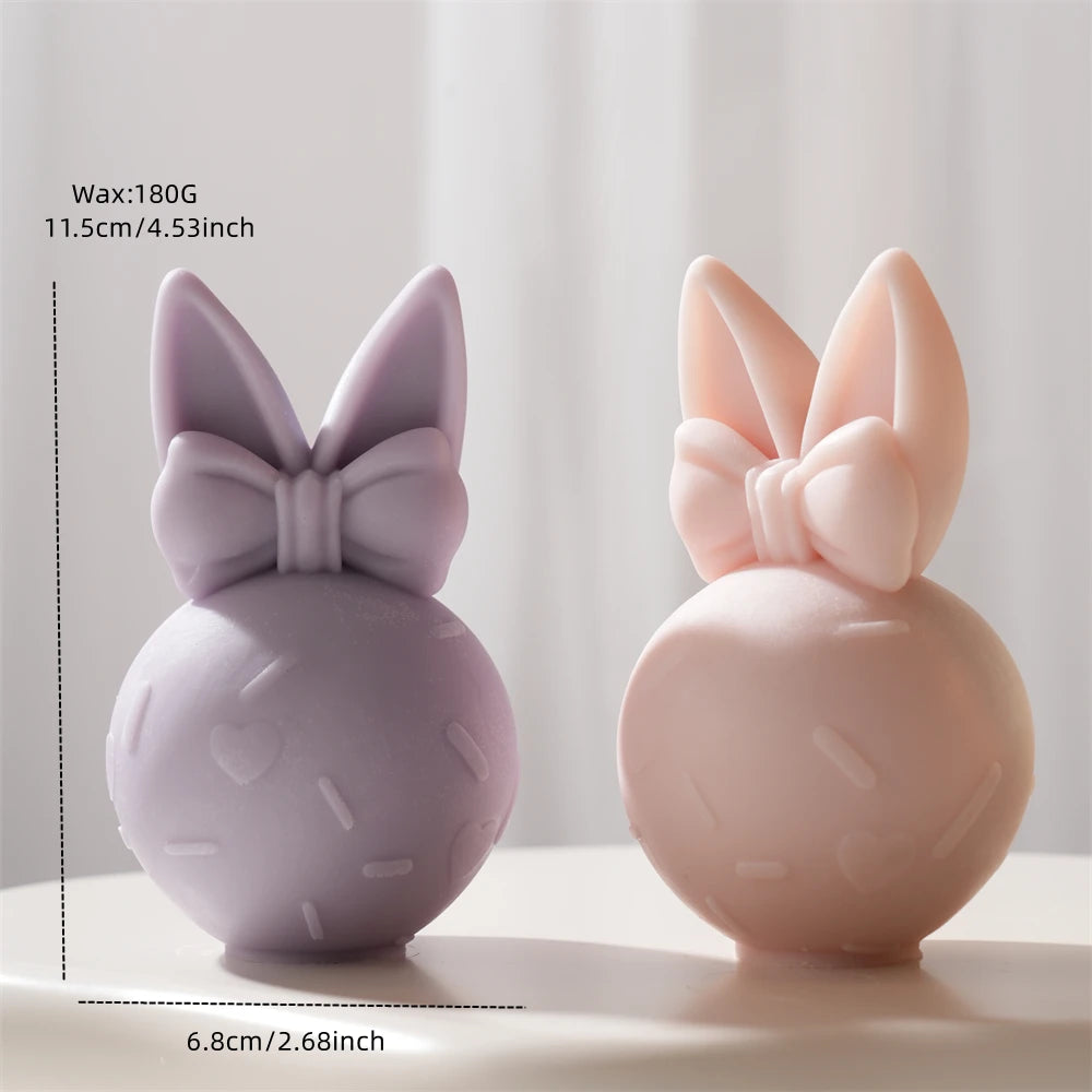 3D Bowknot Bunny Silicone Candle Mold