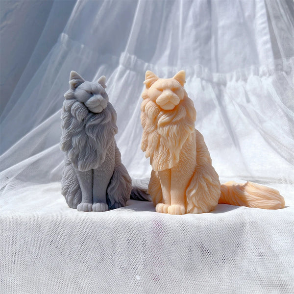 Sitting Norwegian Forest Cat Silicone Candle Mold