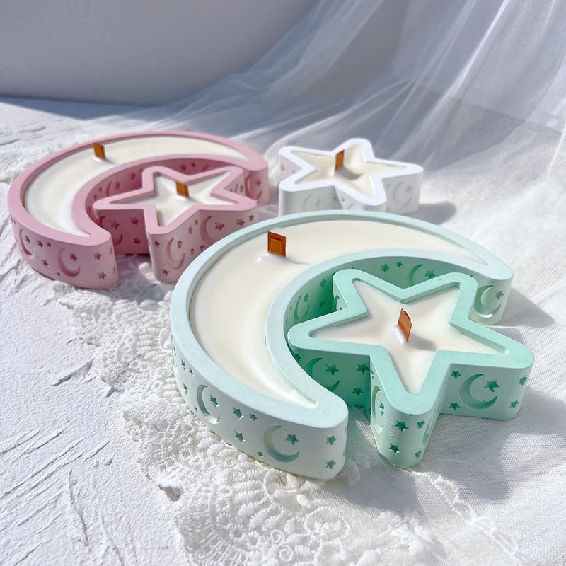 Eid Mubarak Candle Vessel Mold - Moon & Star