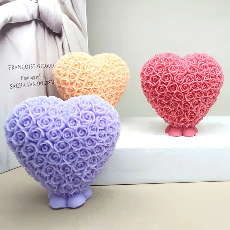 Rose Heart Shaped Candle Mold Silicone