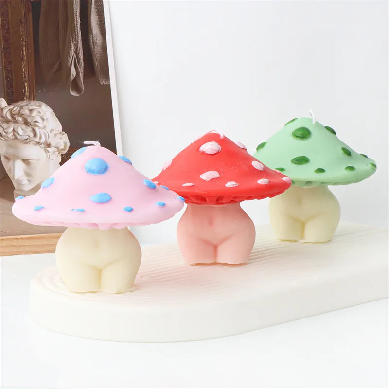 Mushroom Top and Halfbody Bottom Silicone Candle Mold