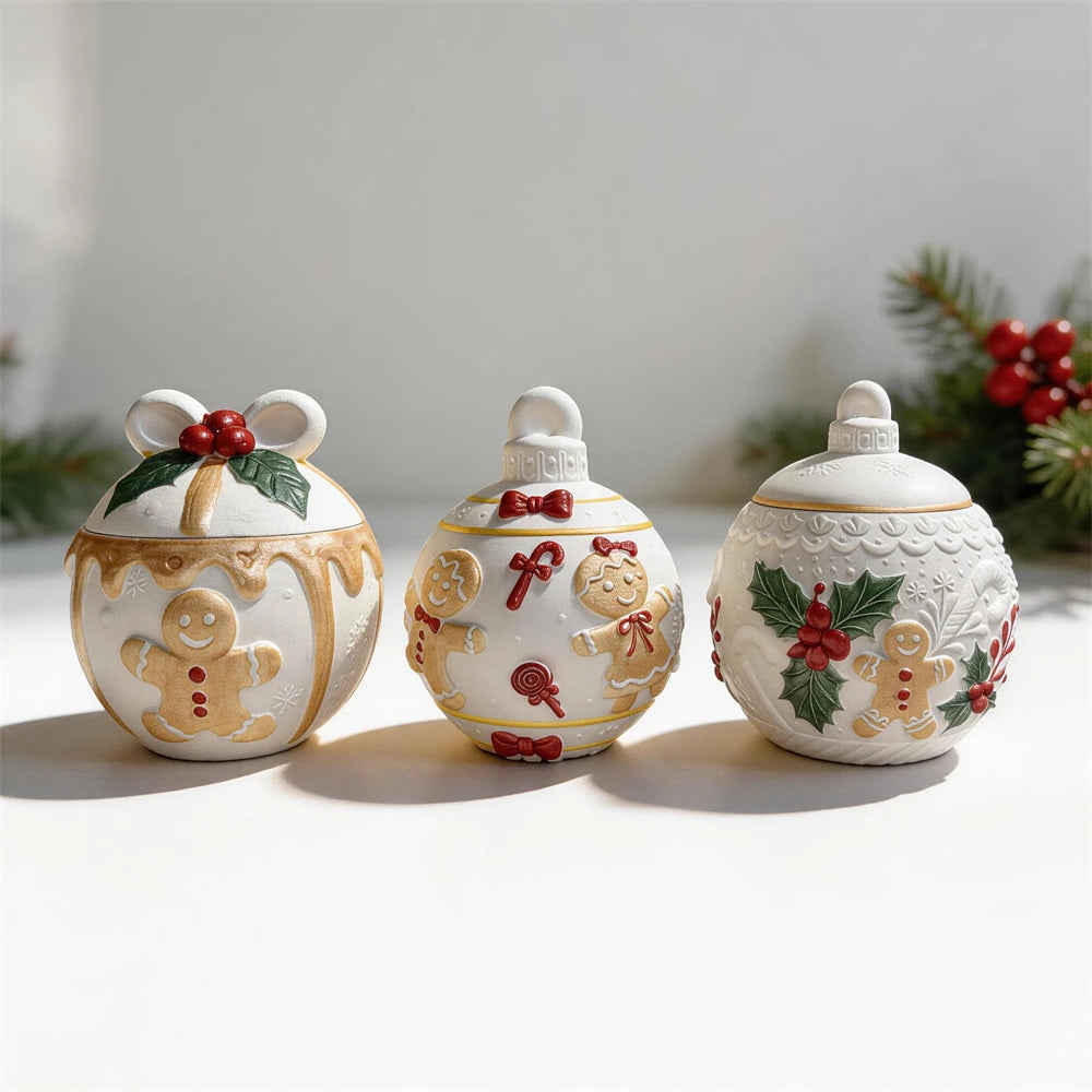 Gingerbread Christmas ornament silicone jar mold with removable lid