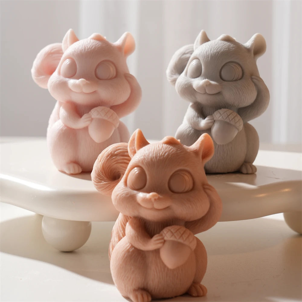 Squirrel Holding Acorn Silicone Candle Mold