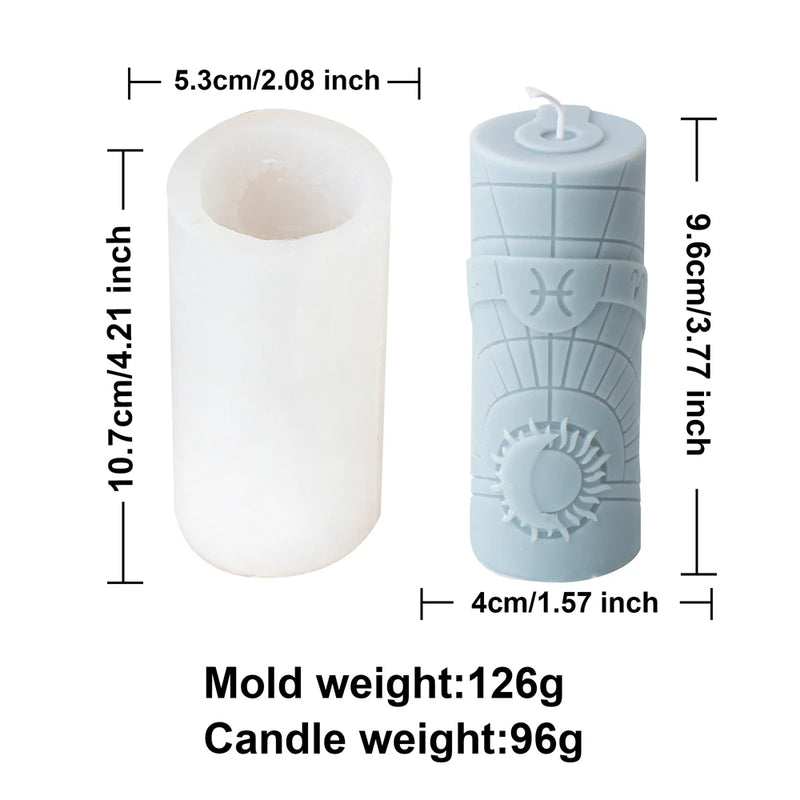 3D Constellation Pillar Candle Mold for Zodiac Designs