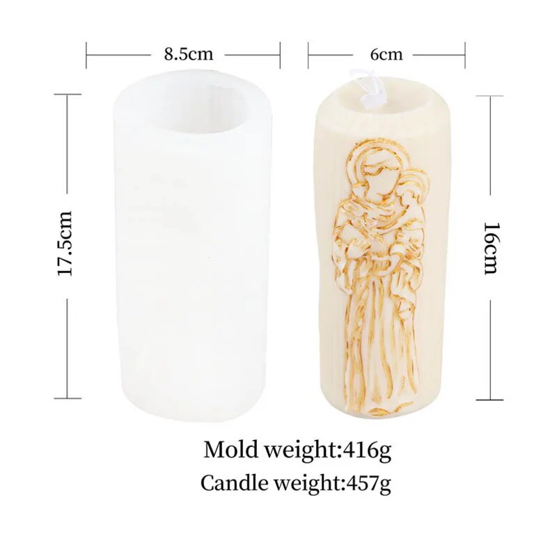 Cylindrical Jesus Family Candle Mold