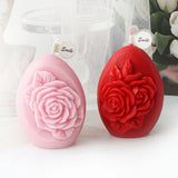 Rose Flower Pattern Egg Shape Candle Silicone Mold