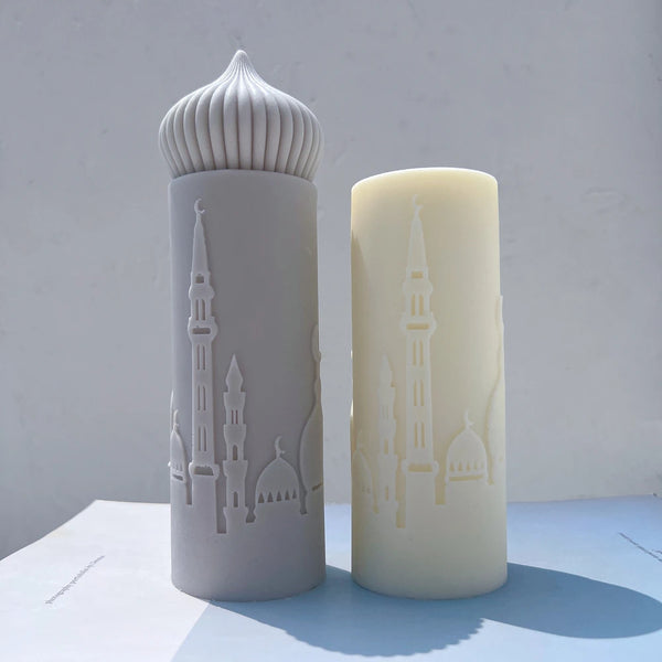 Islamic Mosque Silhouette Ramadan Pillar Candle Silicone Mold