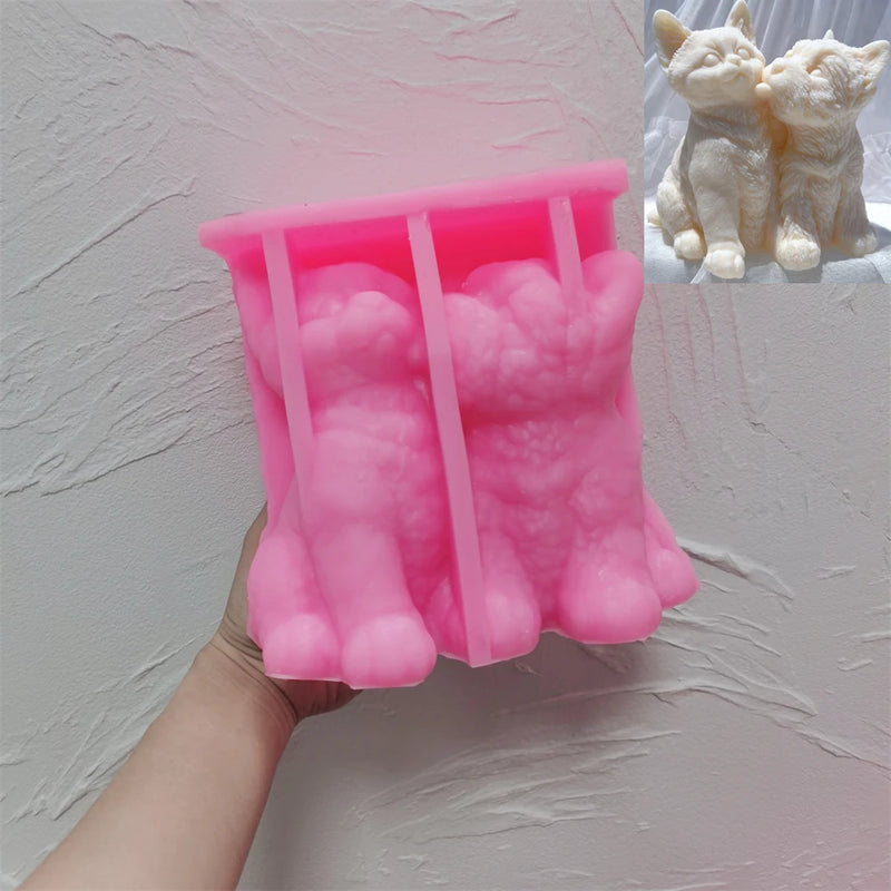 Dog Kiss Cat Candle Silicone Mold