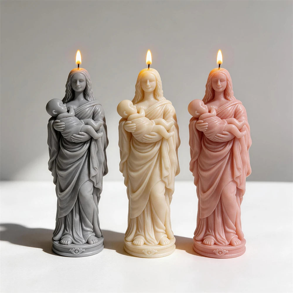 Woman and Baby Statue Silicone Candle Mold