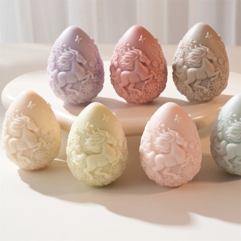 Horse Egg Candle Silicone Mold for Easter Decor