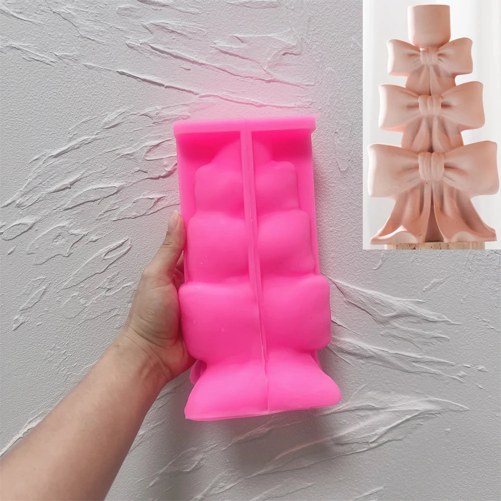 Christmas Bowknot Tree Candle Holder Silicone Mold