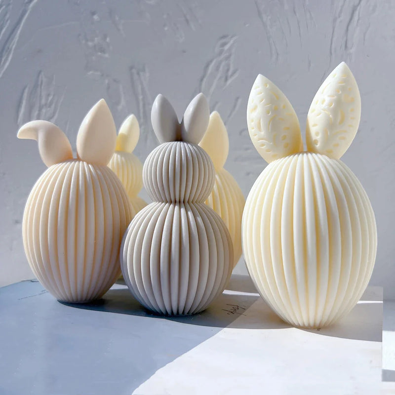 Ribbed Egg Rabbit Ear Candle Mold