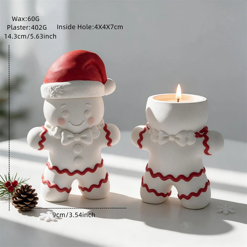 Gingerbread Man candle jar measuring 14.3 cm tall and 9 cm wide