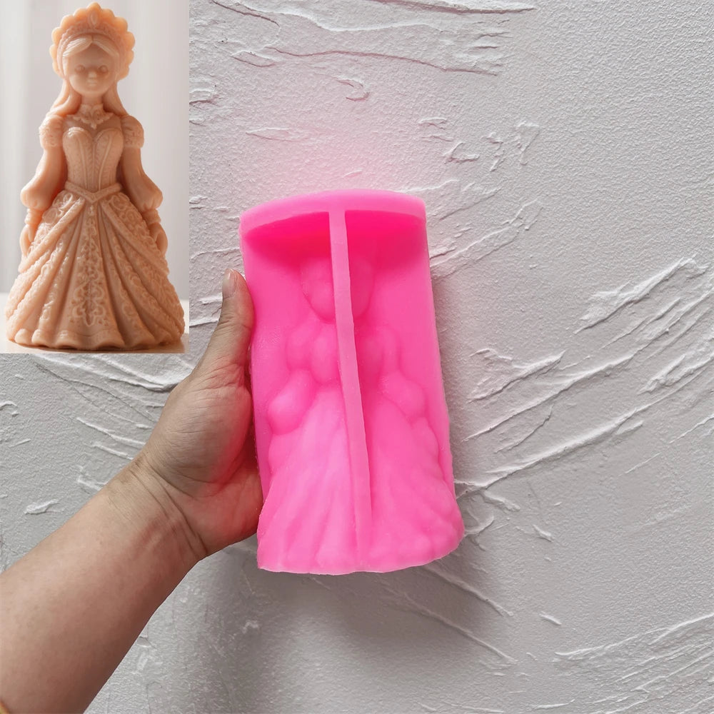 3D Crown Girl Silicone Candle Mold