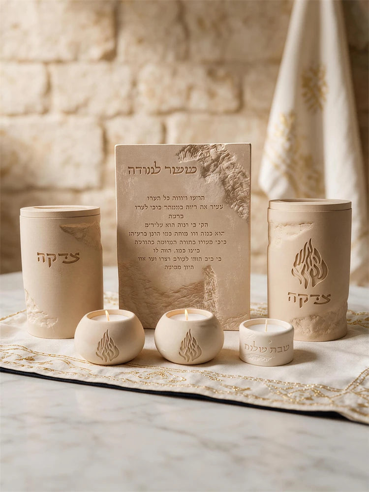 Hebrew academic success prayer plaque with stone-effect relief