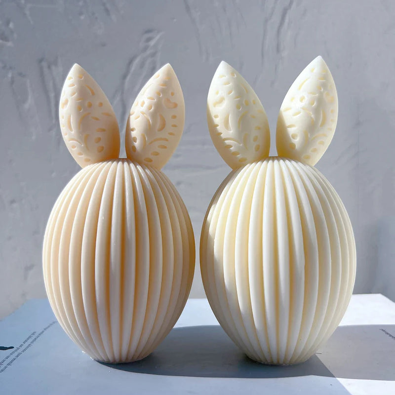 Ribbed Egg Rabbit Ear Candle Mold