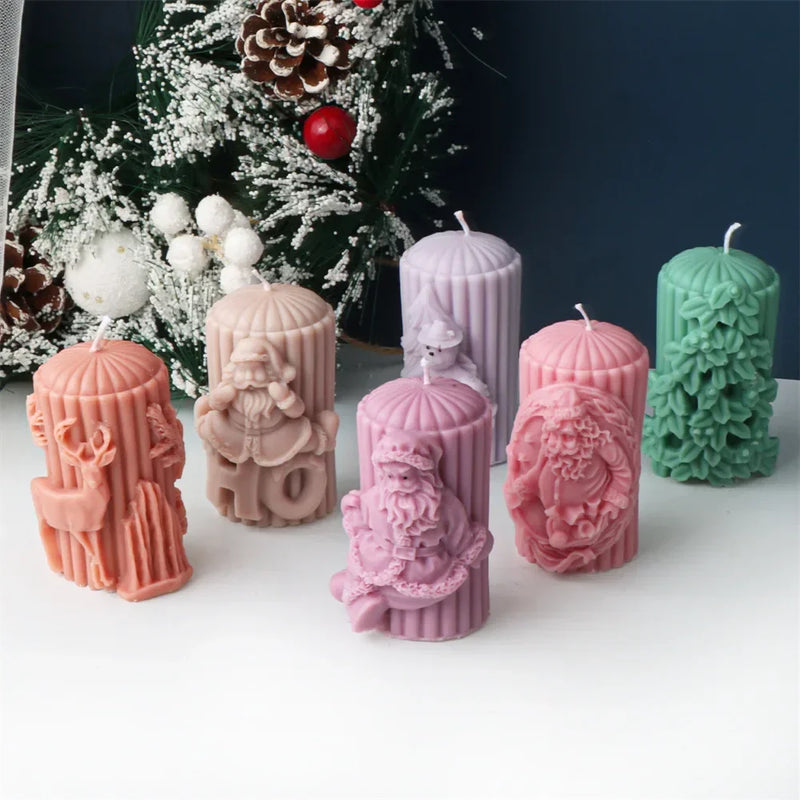 Christmas Cylindrical Candle Silicone Mold