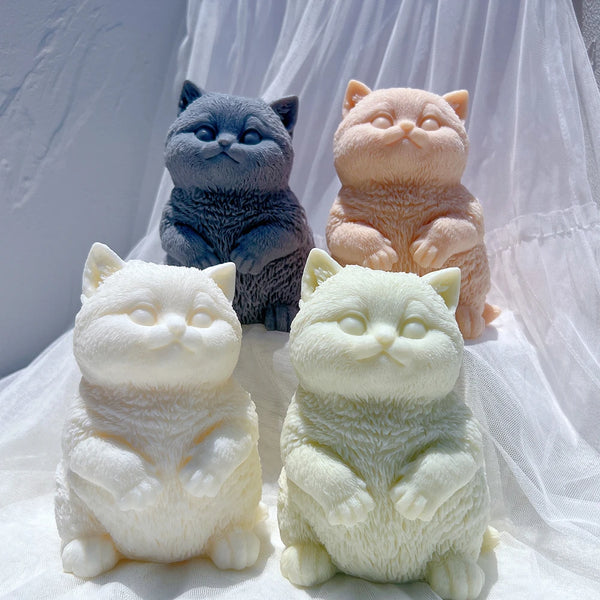 Standing Cute Cat Candle Silicone Mold
