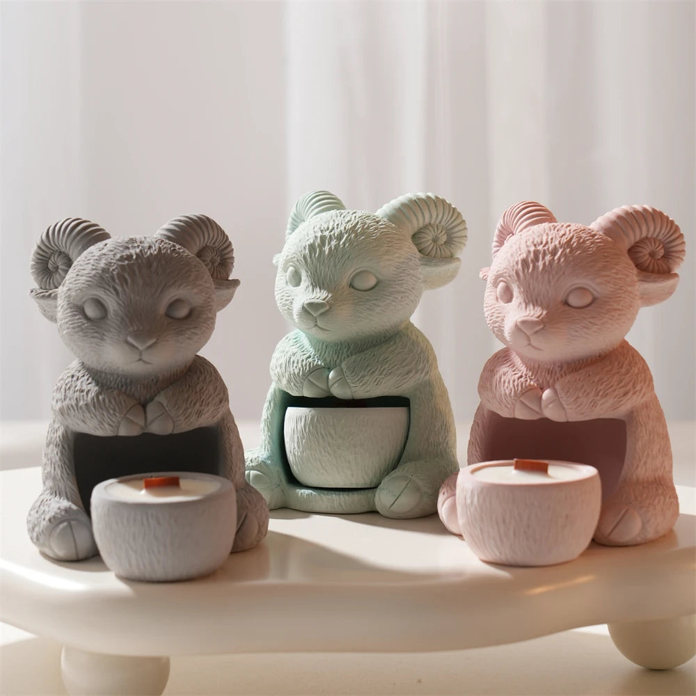 Hollow Sheep Silicone Candle Mold for Tea Light Holders