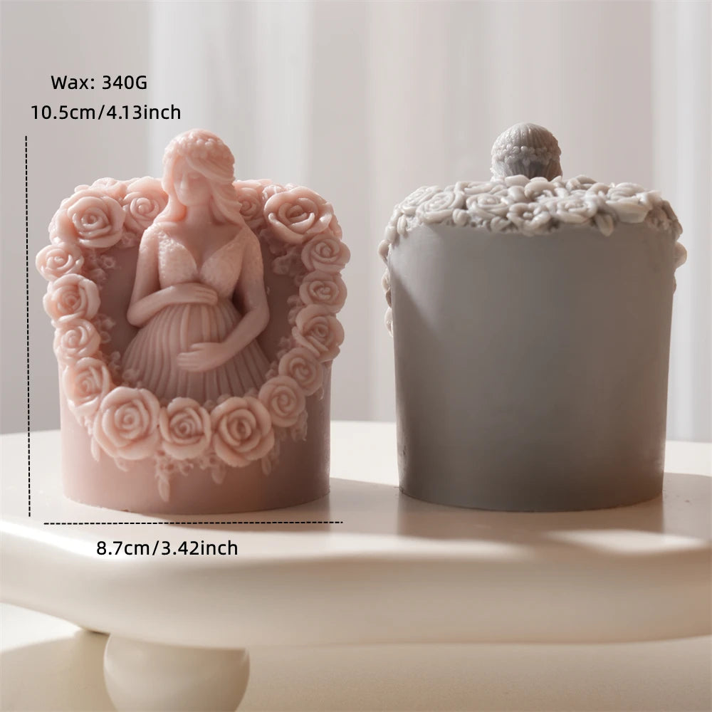 Floral Pregnant Mother Silicone Candle Mold