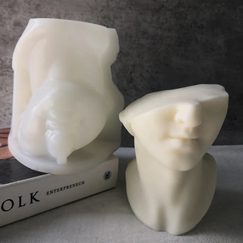 Half Face David Head Silicone Candle Mold