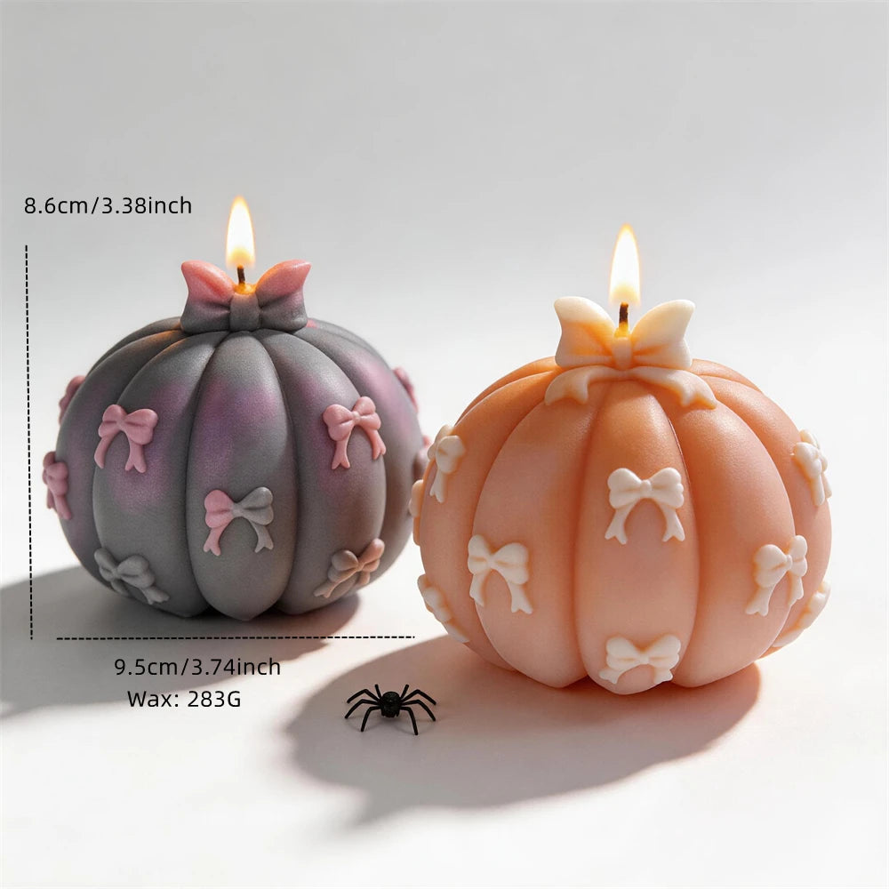Bowknot Pumpkin Silicone Candle Mold for Festive Decor