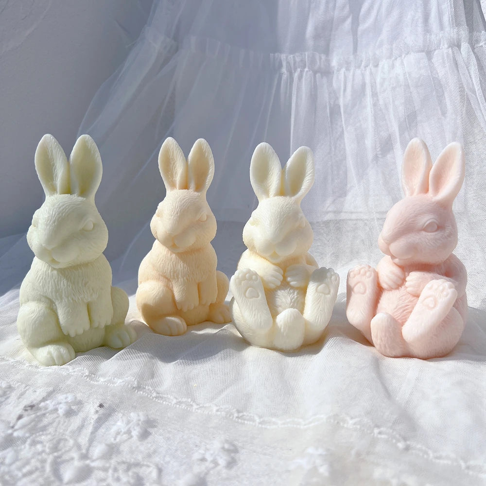 3D Sitting Bunny Silicone Candle Mold