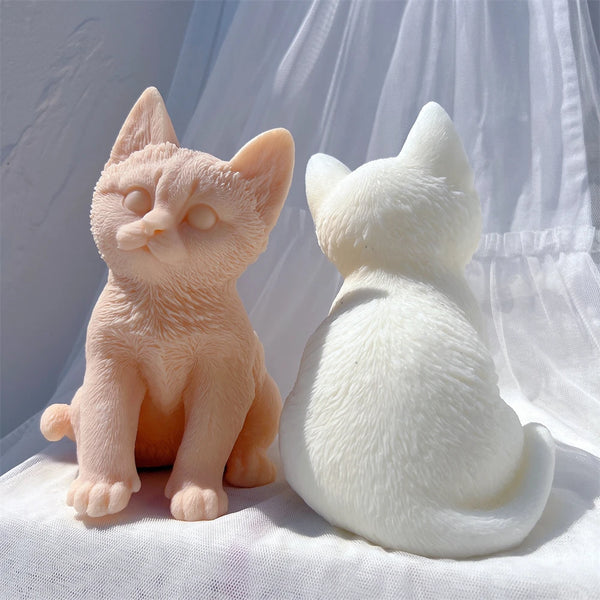 Sitting Tabby Cat Candle Silicone Mold