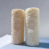 Cat Moon and Stars pillar Candle Mold Moon