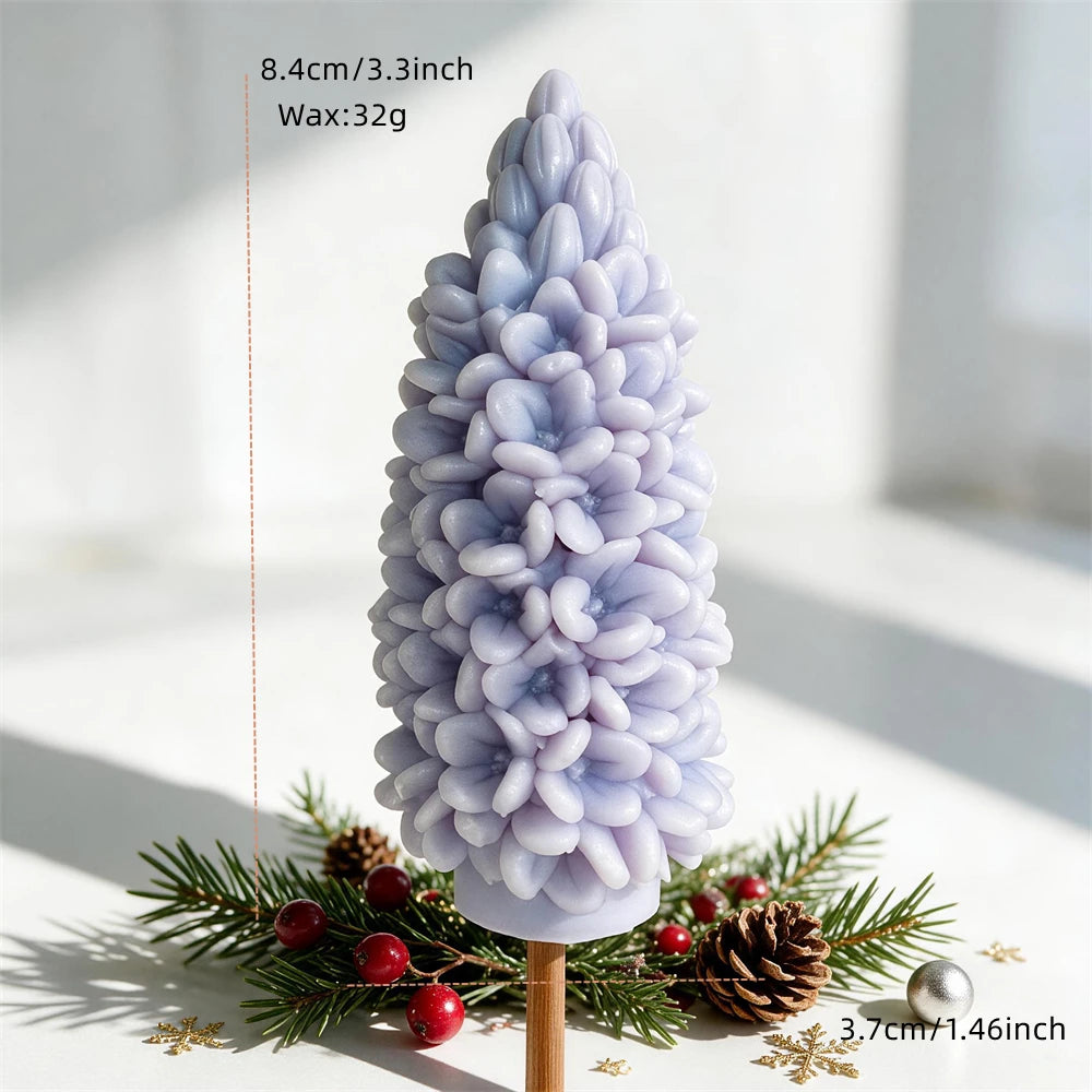 Lilac flower candle with detailed layered blossoms measuring 8.4 centimetres