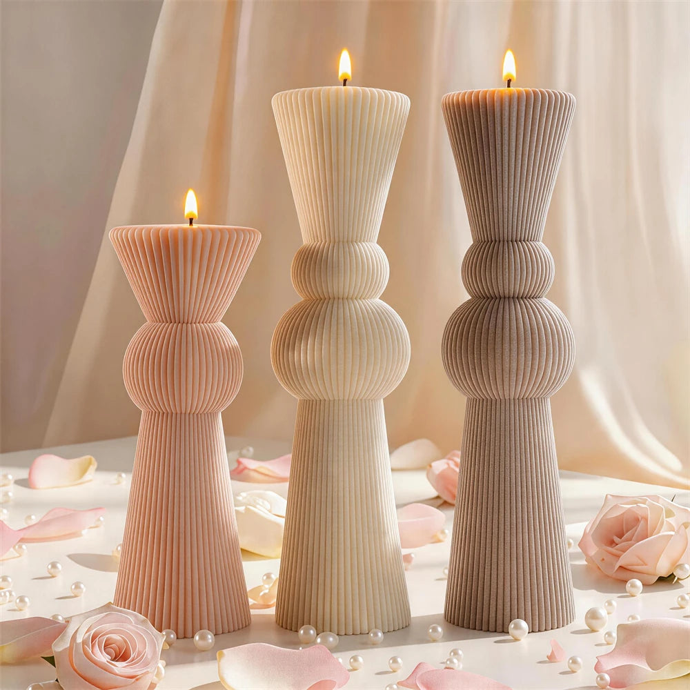 Fluted Hourglass Pillar Silicone Candle Mold