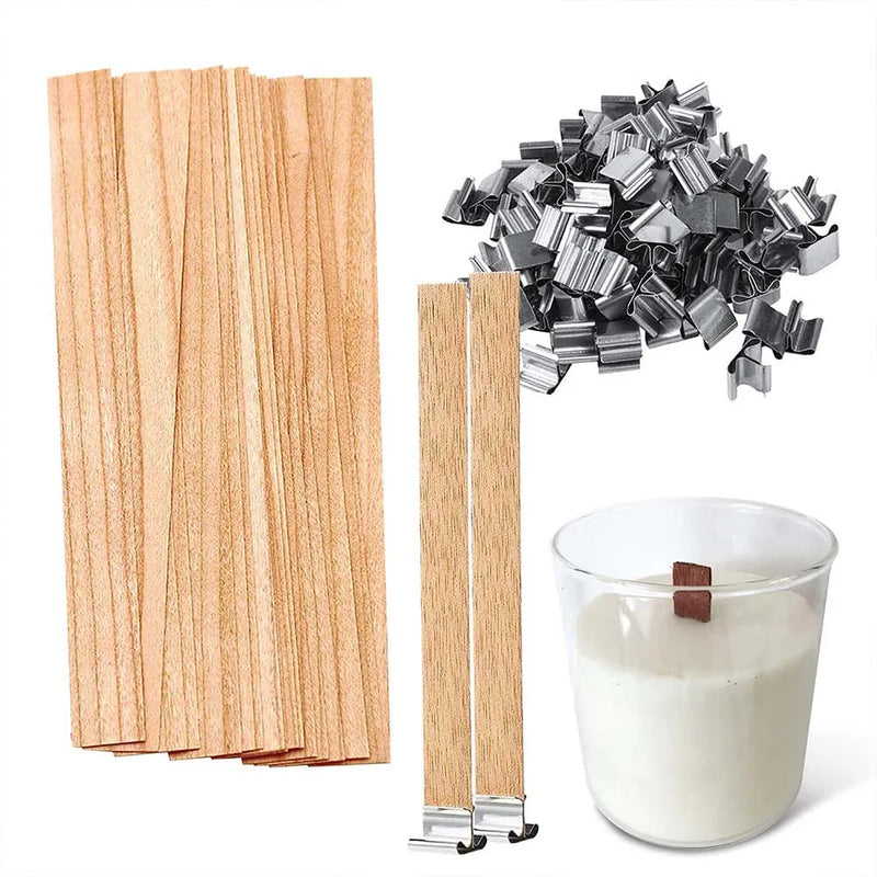 10pcs Wooden Wicks with Sustainer Tab - DIY Candle Making