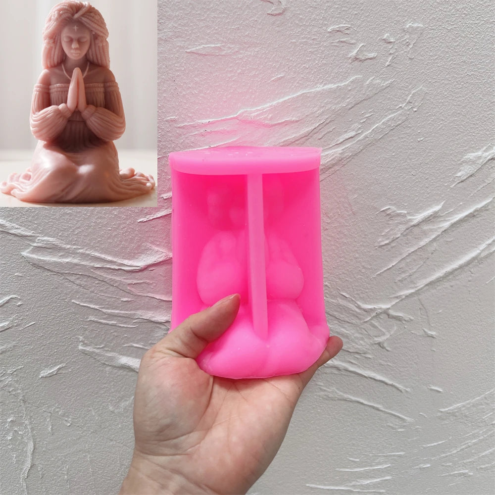 Prayer Women Statue Candle Silicone Mold for Wax