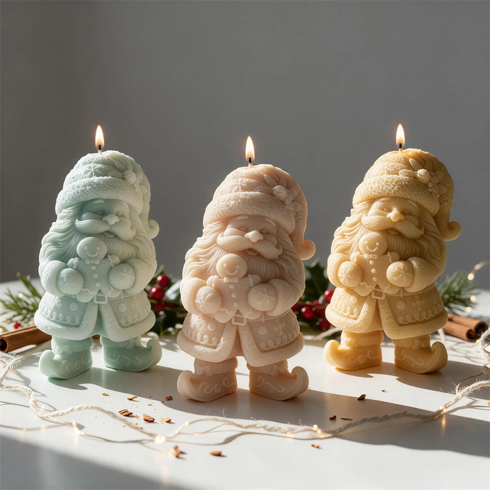 Christmas gnome silicone candle mold with gingerbread character