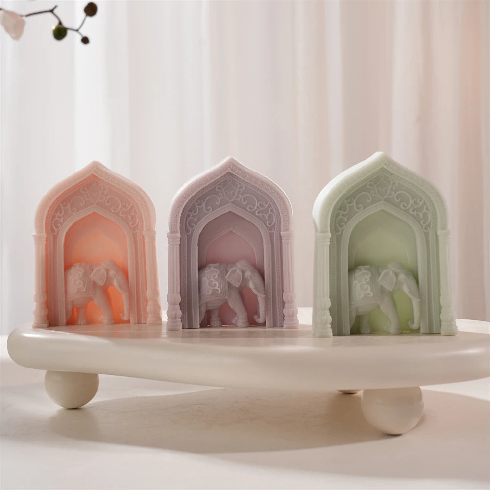 Mughal Boho Elephant Arch Silicone Candle Mold