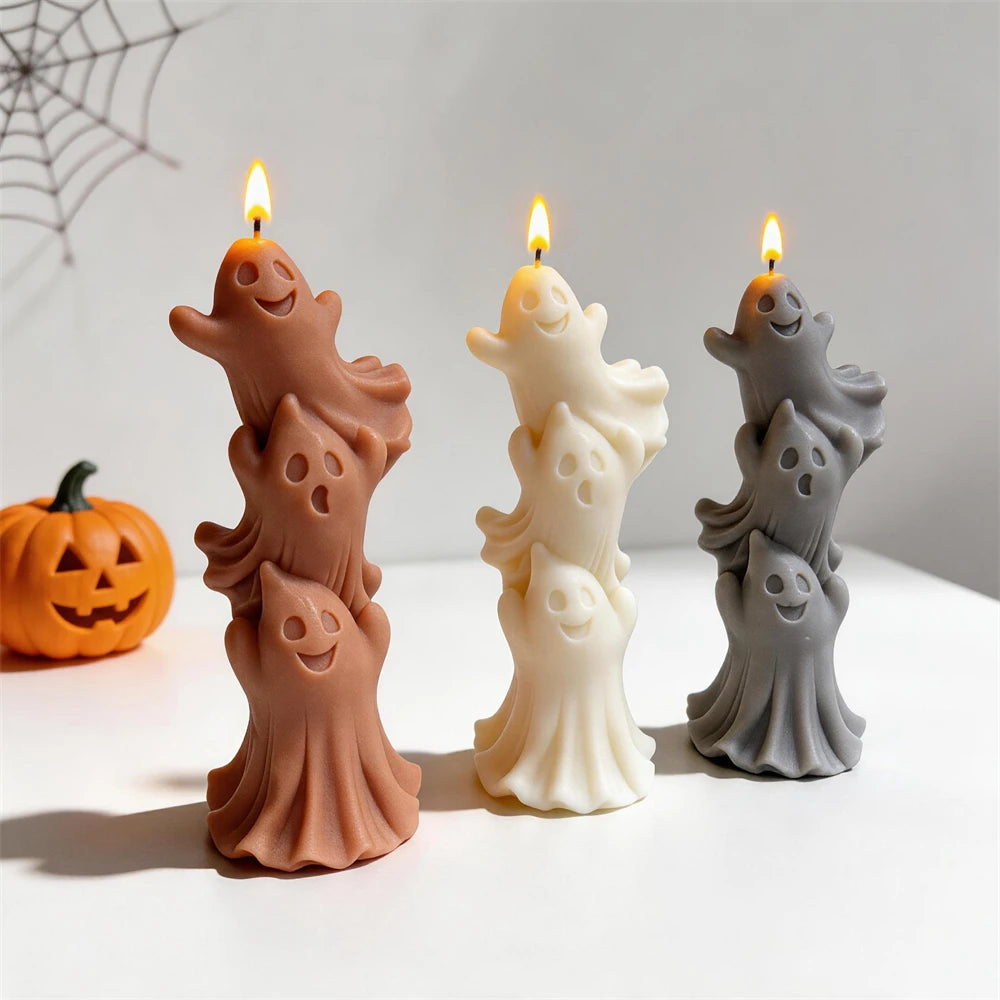 Stacked Ghosts Silicone Candle Mold for Halloween