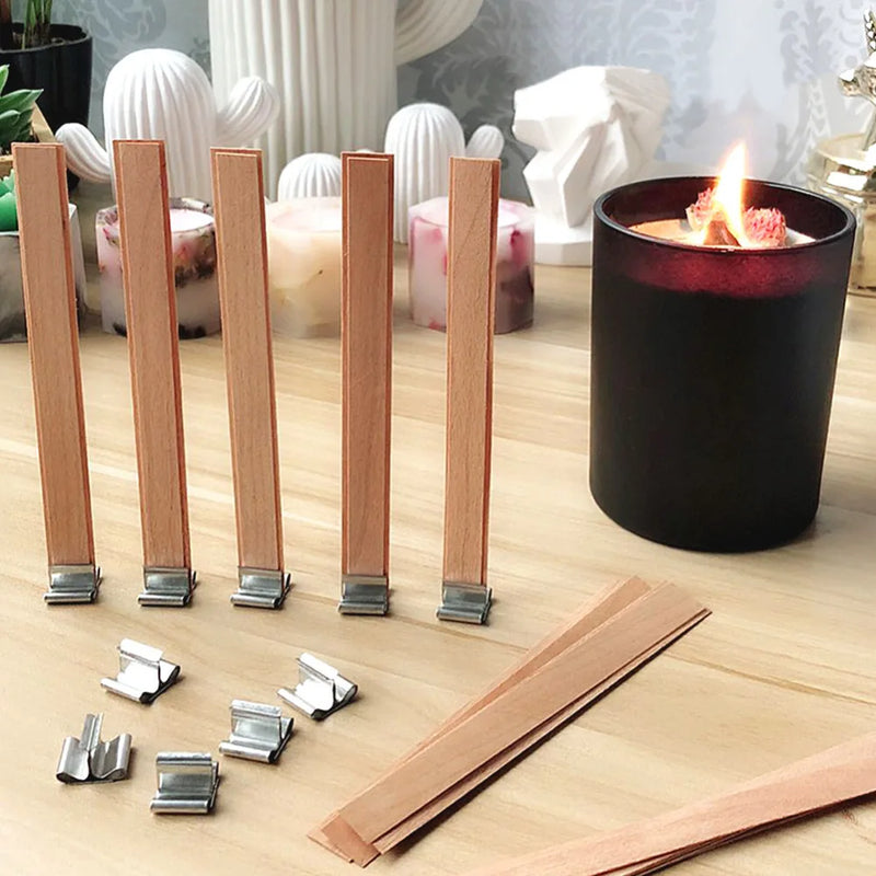 10pcs Wooden Wicks with Sustainer Tab - DIY Candle Making