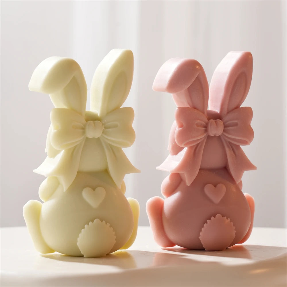 3D Heart Bowknot Bunny Silicone Candle Mold