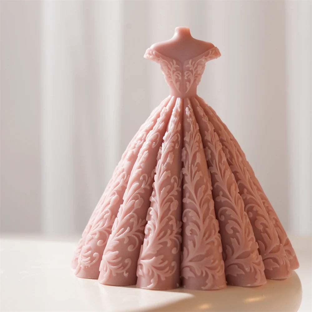 3D Wedding Dress Silicone Candle Mold