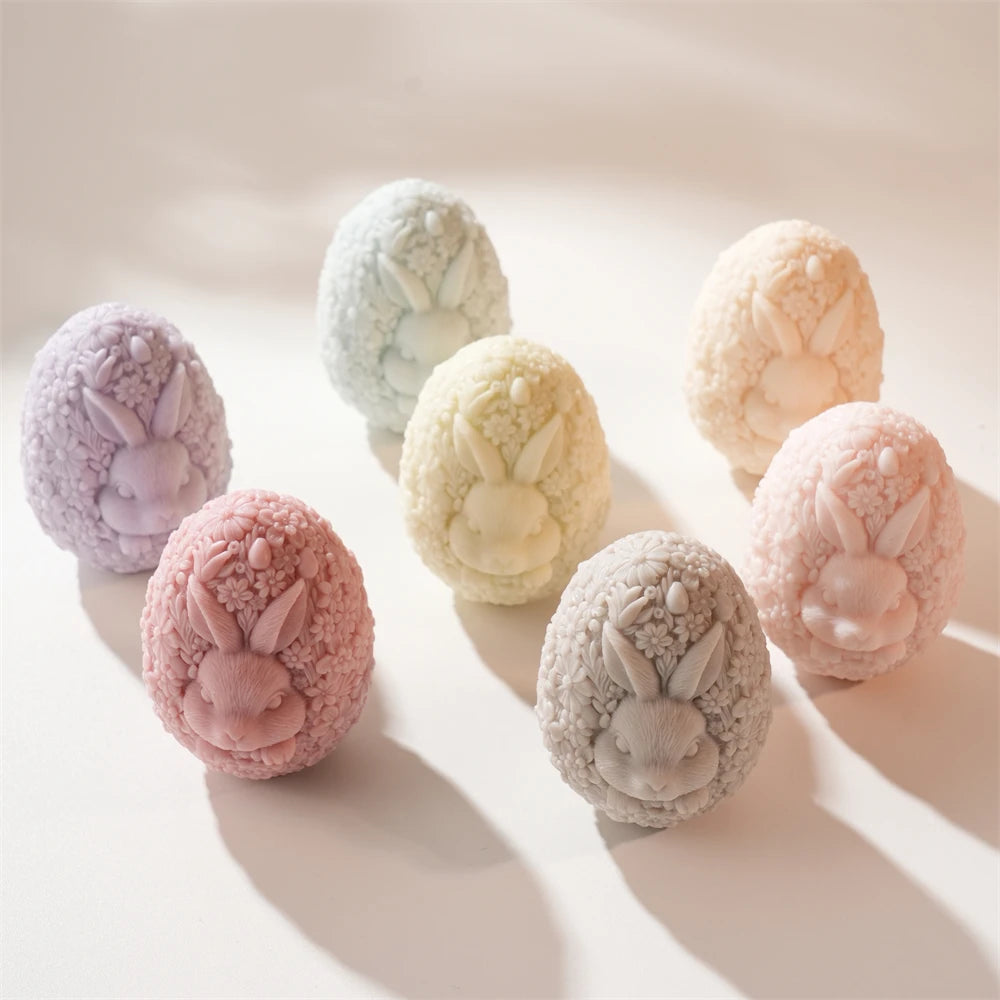 Flower Egg Rabbit Candle Silicone Mold for Easter