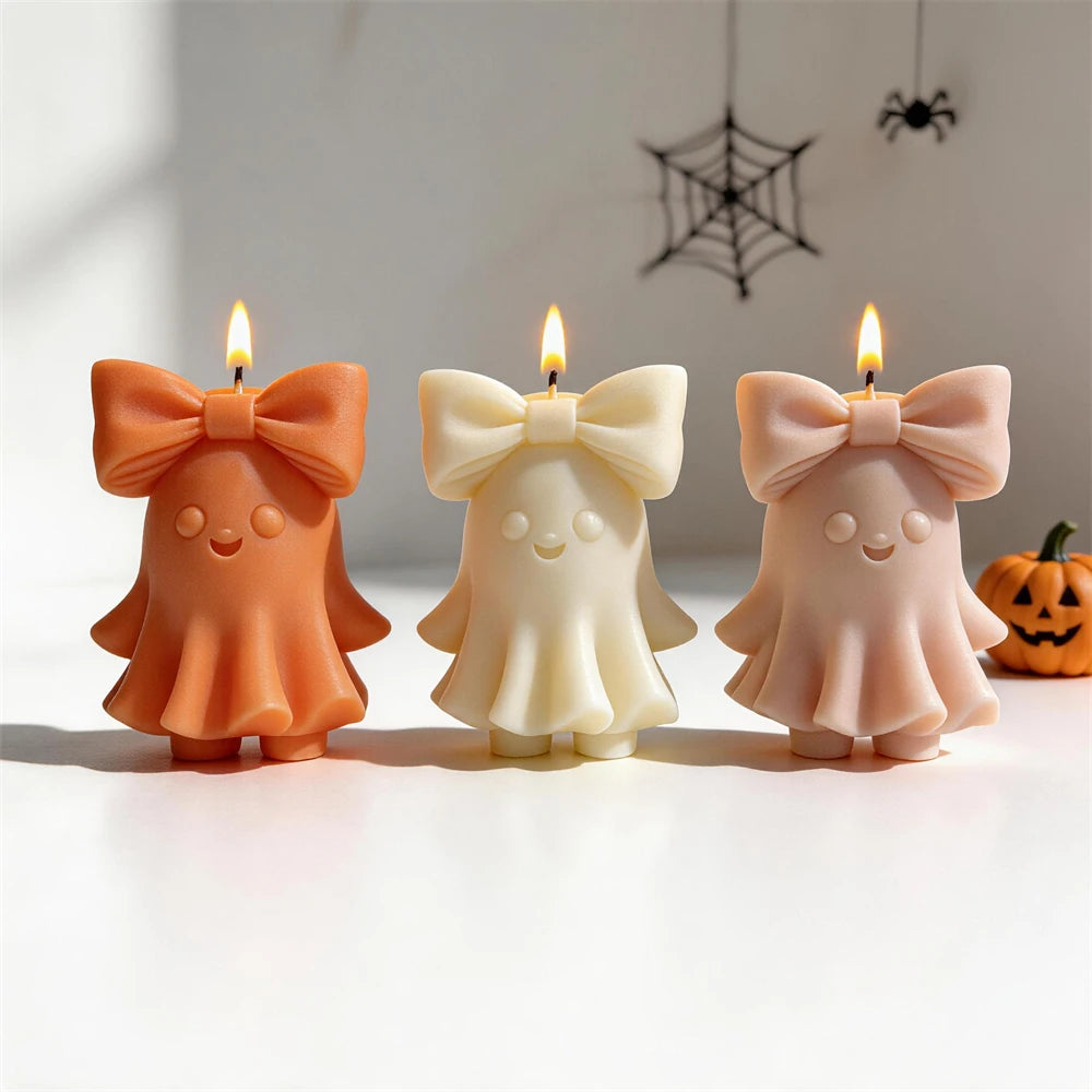 Bowknot Ghost Silicone Candle Mold for Halloween