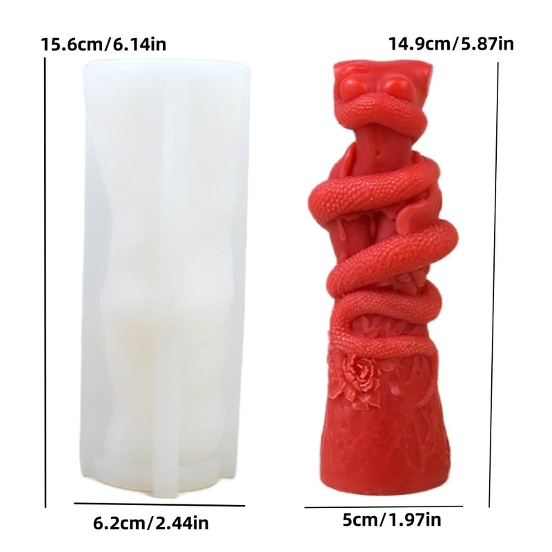 Snake Wrapped Women Body Pillar Silicone Candle Mold