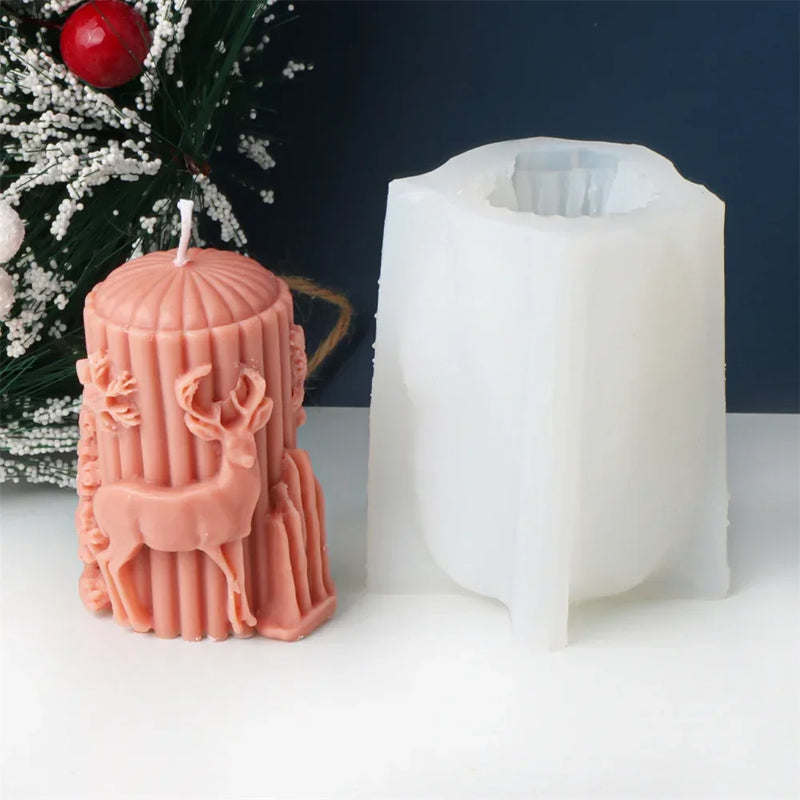 Christmas Cylindrical Candle Silicone Mold