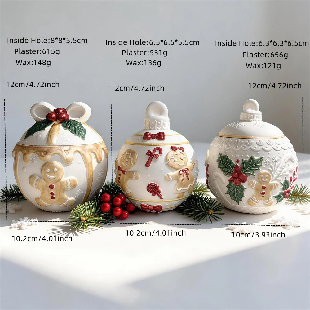 Gingerbread Christmas ornament silicone jar mold with removable lid