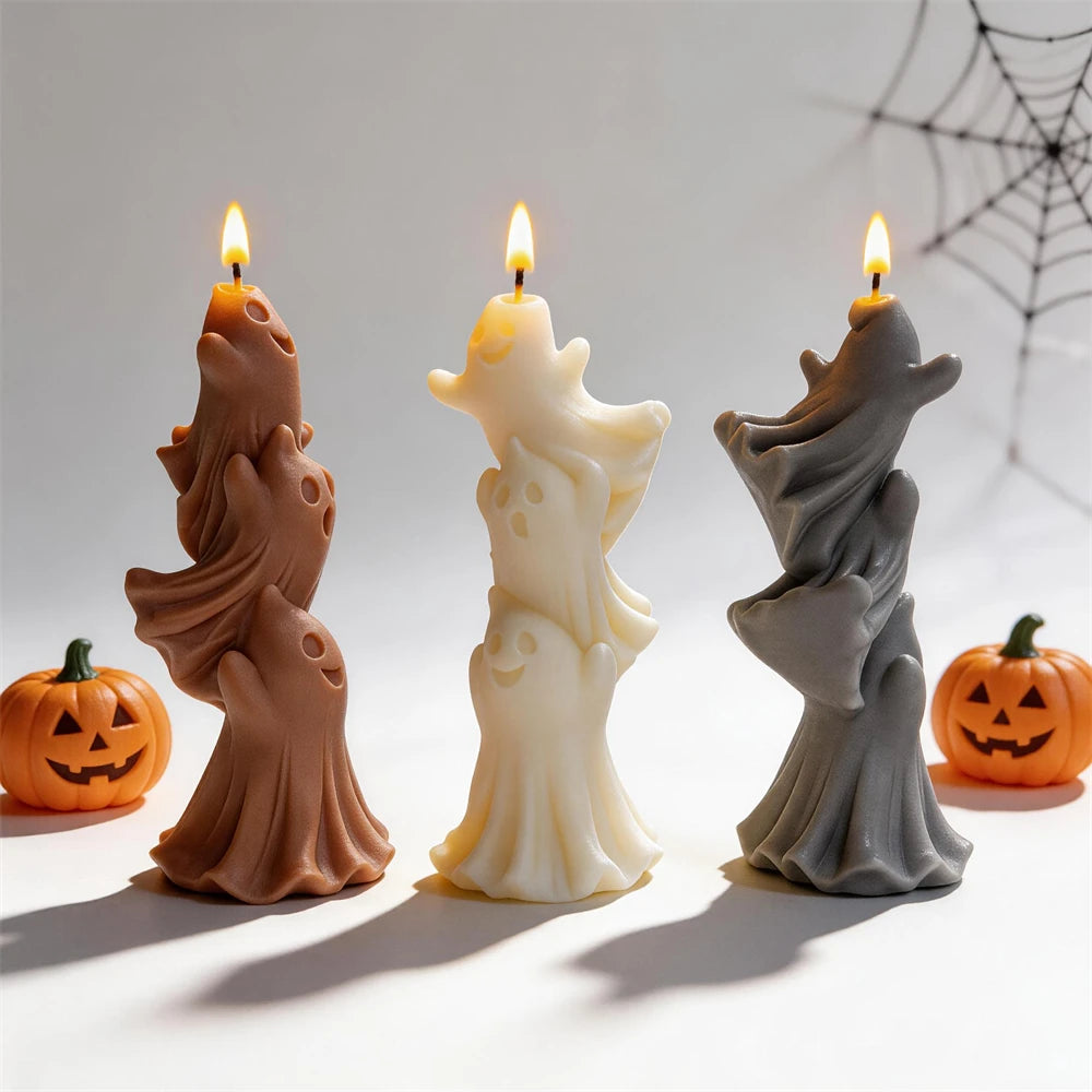 Stacked Ghosts Silicone Candle Mold for Halloween